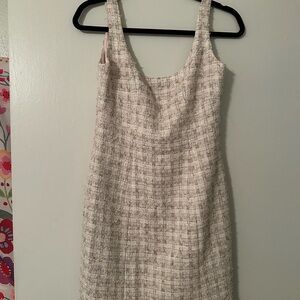 Boston Proper Cream Tweed Mini Dress